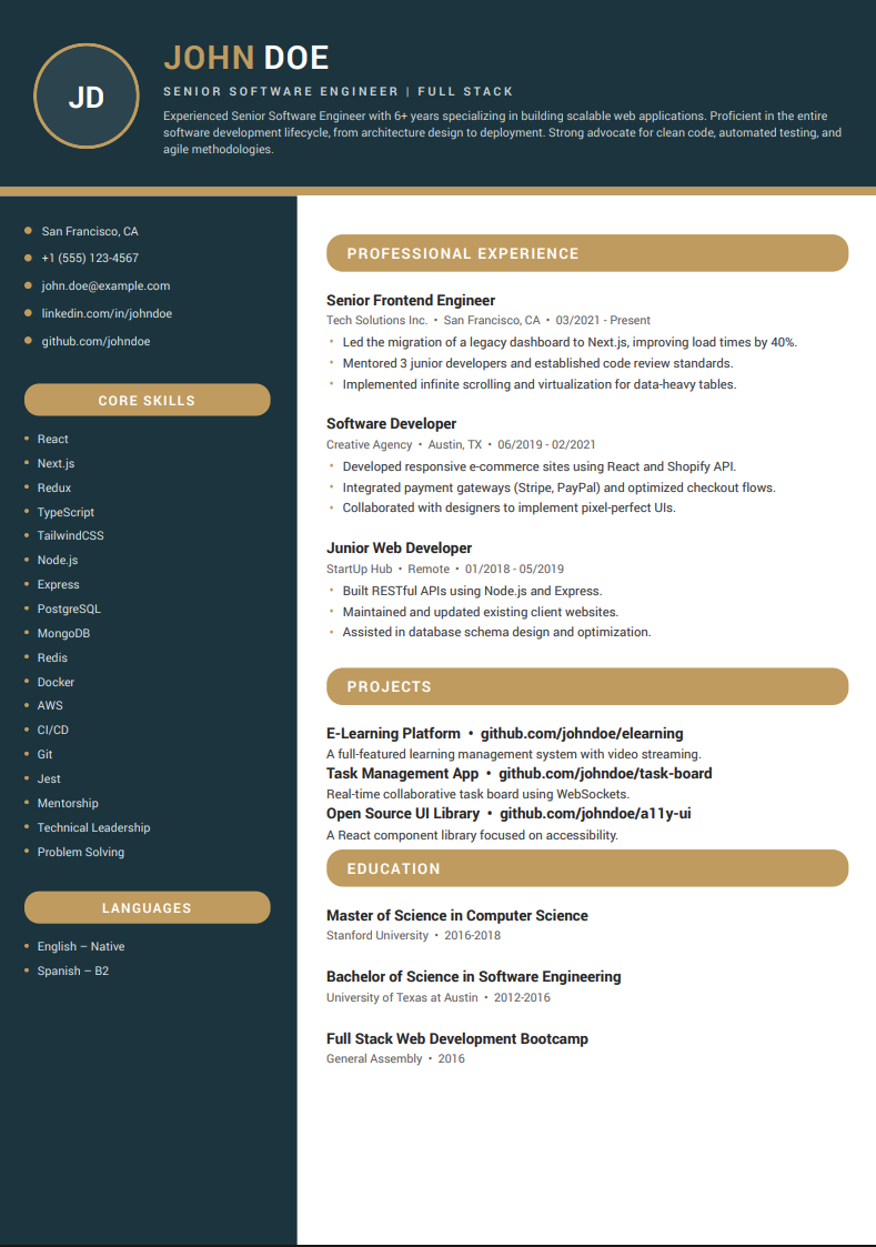 Template D (Executive Gold) Preview